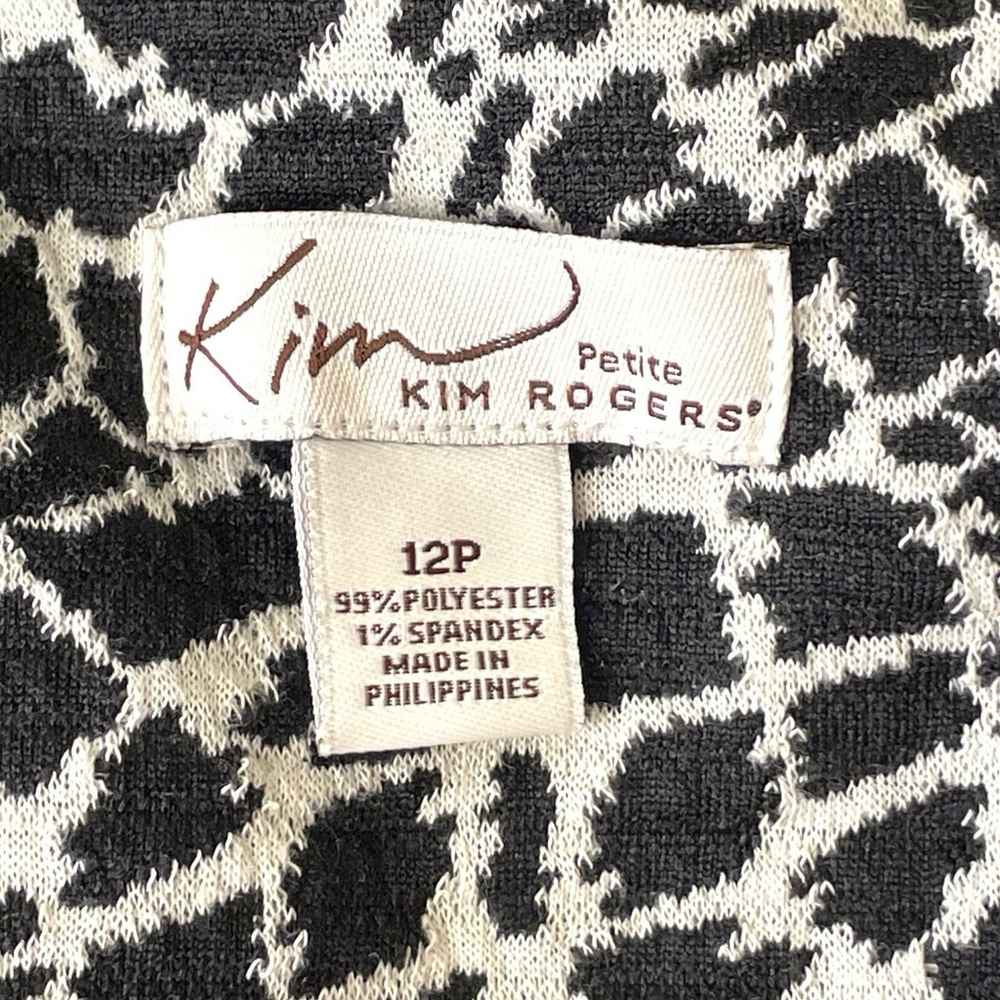 Kim Rogers Petite Womens 12P Dress Animal Print Bateau Neck Stretch Black White - Picture 8 of 13